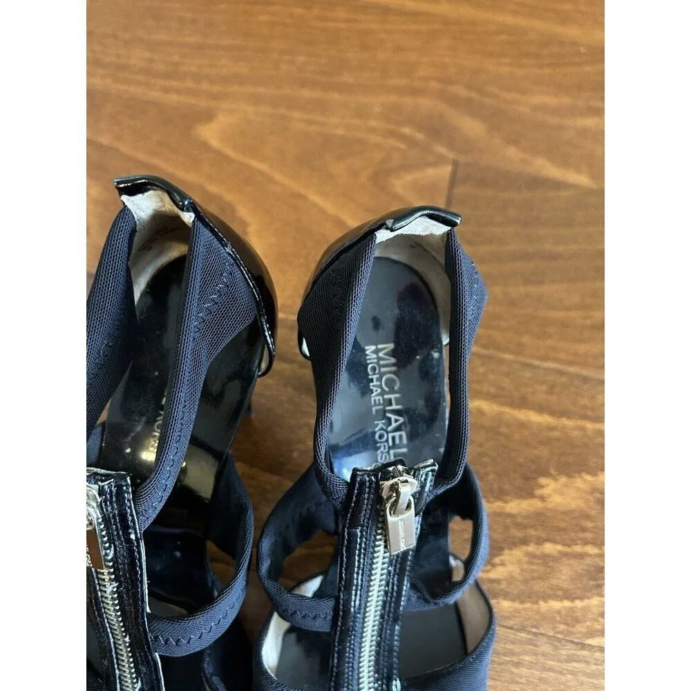 Michael by Michael Kors Womens Black Front Zipper Sexy Heels‎ Size 7 M Open Toe